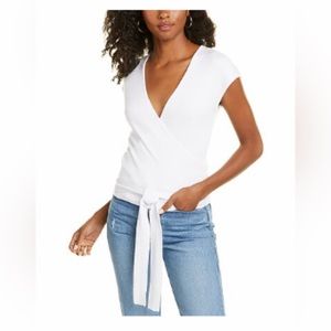 Laundry by Shelli Segal white crossover tie sweater top S